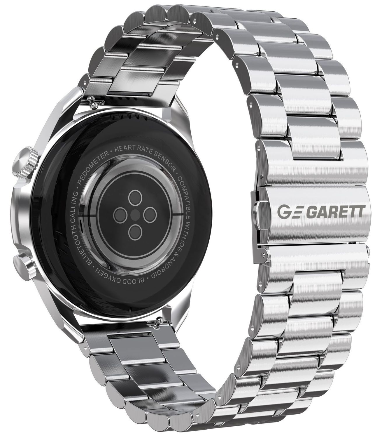 Smartwatch męski Garett V10 srebrny stalowy. Smartwatch męski Garett. Zegarek męski Garett. Męski zegarek z bluetooth. Męski zegarek smartwatch z rozmowami. Zegarek z funkcjami sportowymi. Zegarek męski na bransolecie Garett idealny na preze.jpg